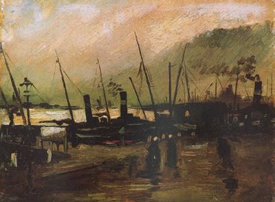 Vincent Van Gogh Quayside wtih Ships in Antwerp (nn04) oil painting image